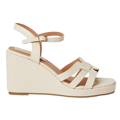Beige - Back - Dorothy Perkins Womens-Ladies Rennes Covered High Heel Wedge Sandals