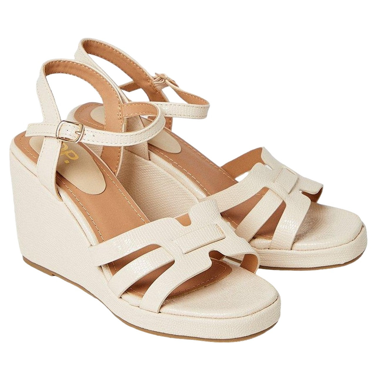 Beige - Front - Dorothy Perkins Womens-Ladies Rennes Covered High Heel Wedge Sandals