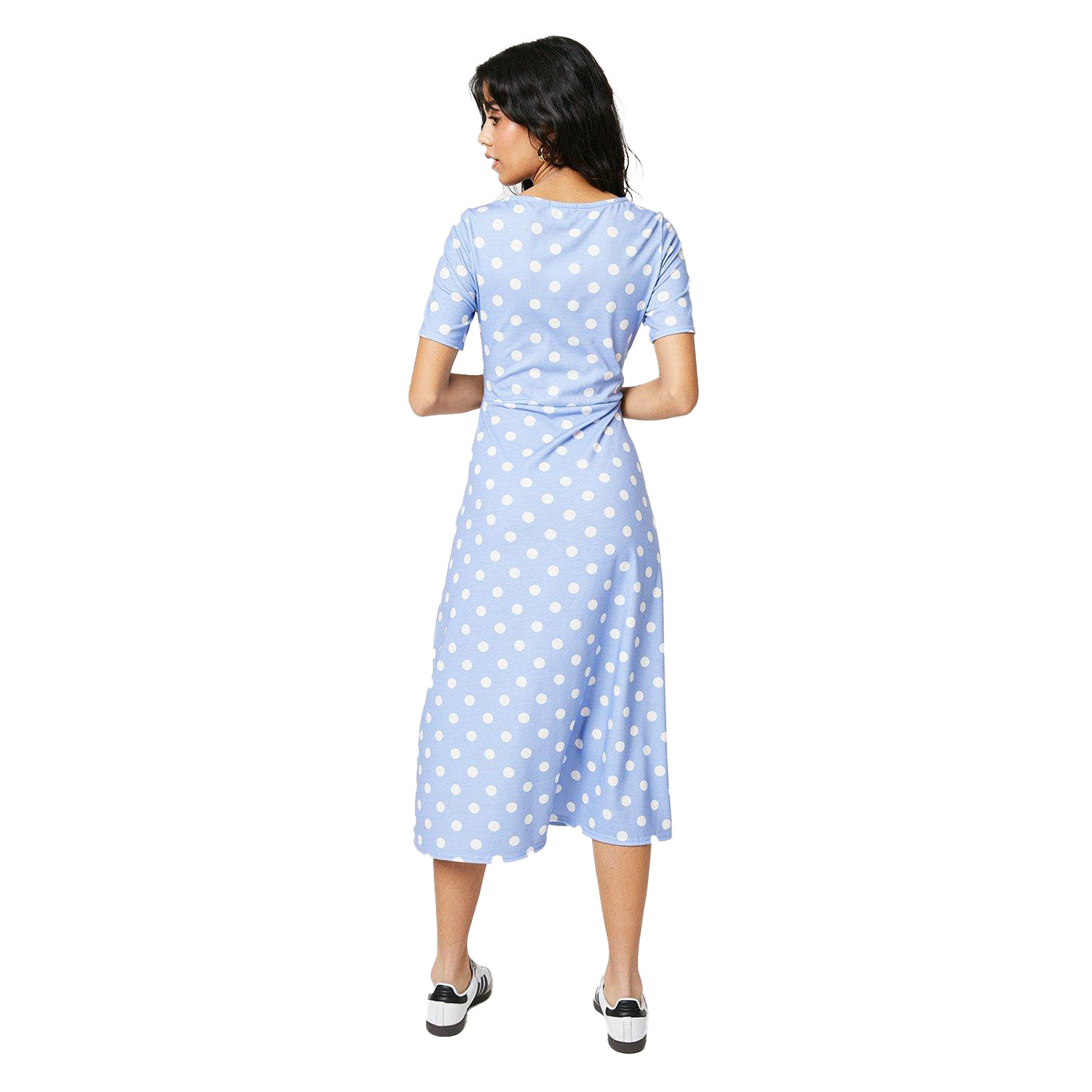 Blue - Back - Dorothy Perkins Womens-Ladies Ruched Front Petite Midi Dress