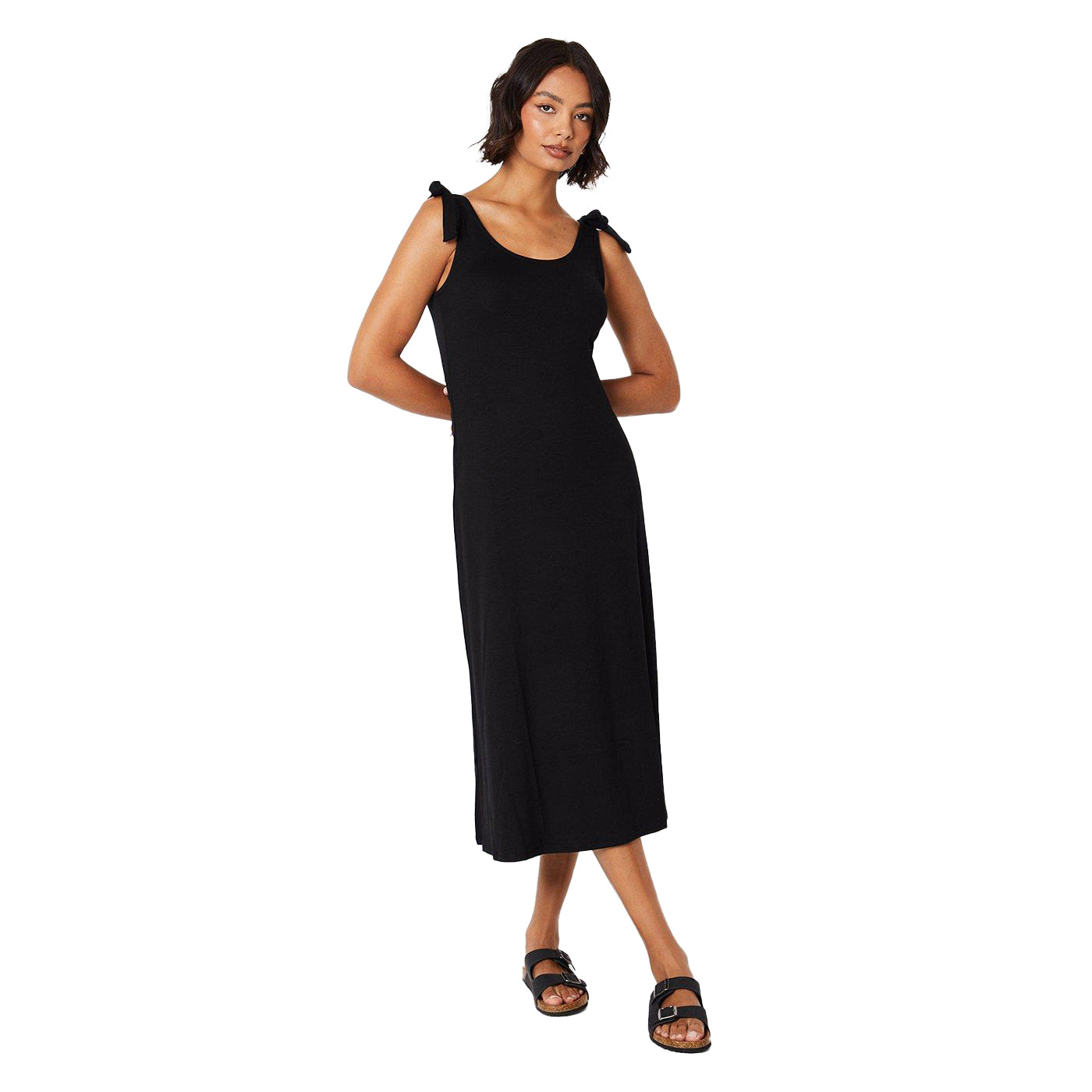 Black - Front - Dorothy Perkins Womens-Ladies Tie Shoulder Midi Dress