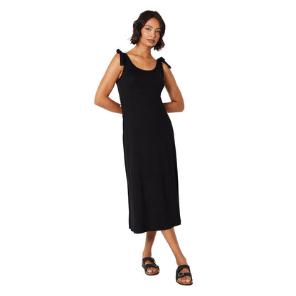 Black - Front - Dorothy Perkins Womens-Ladies Tie Shoulder Midi Dress