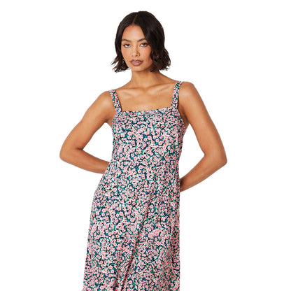 Pink-Multicoloured - Side - Dorothy Perkins Womens-Ladies Ditsy Print Strappy Midi Dress