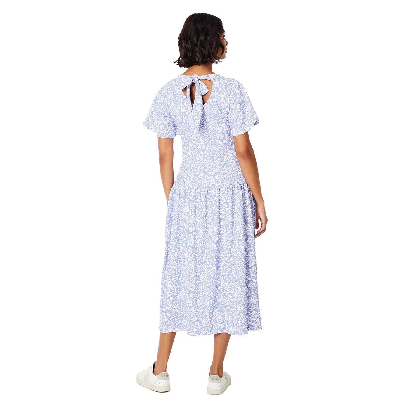 Blue - Back - Dorothy Perkins Womens-Ladies Animal Print Tie Back Angel Sleeve Midi Dress