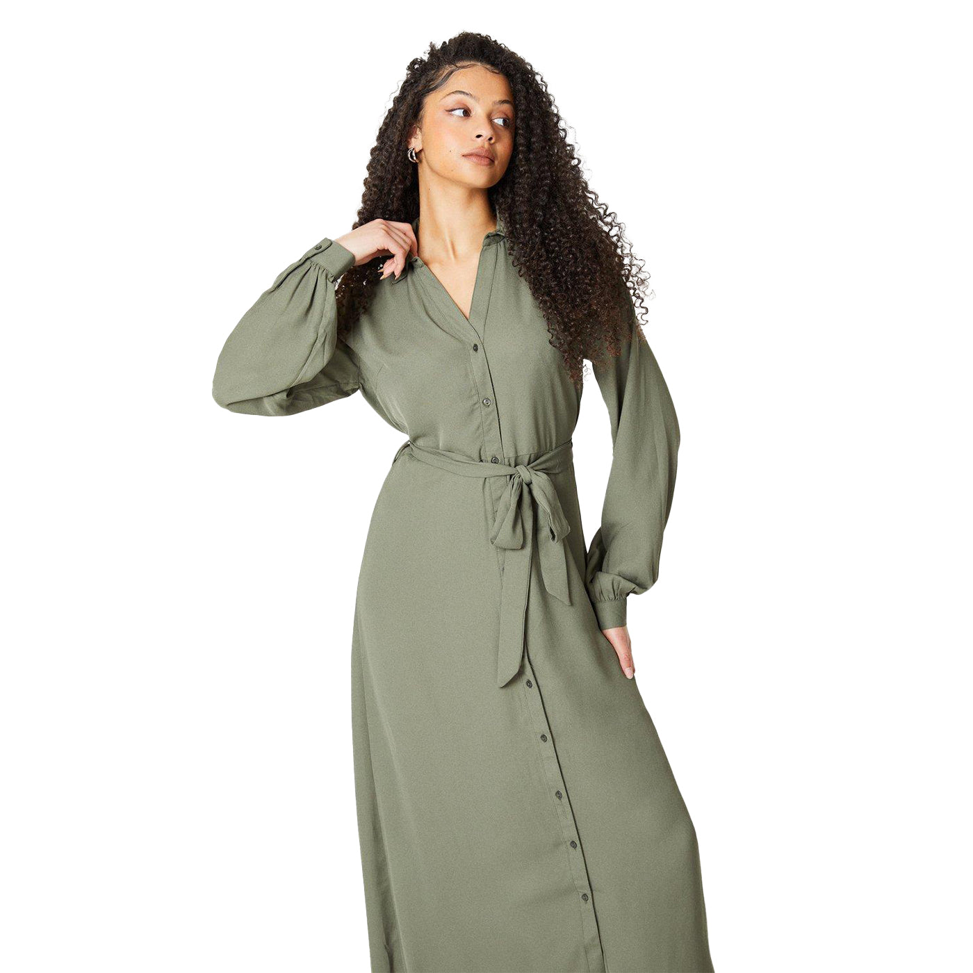 Army Khaki - Lifestyle - Dorothy Perkins Womens-Ladies Tall Midi Shirt Dress
