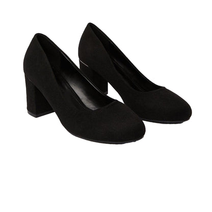 Natural Black - Front - Dorothy Perkins Womens-Ladies Elsa Block Heel Court Shoes