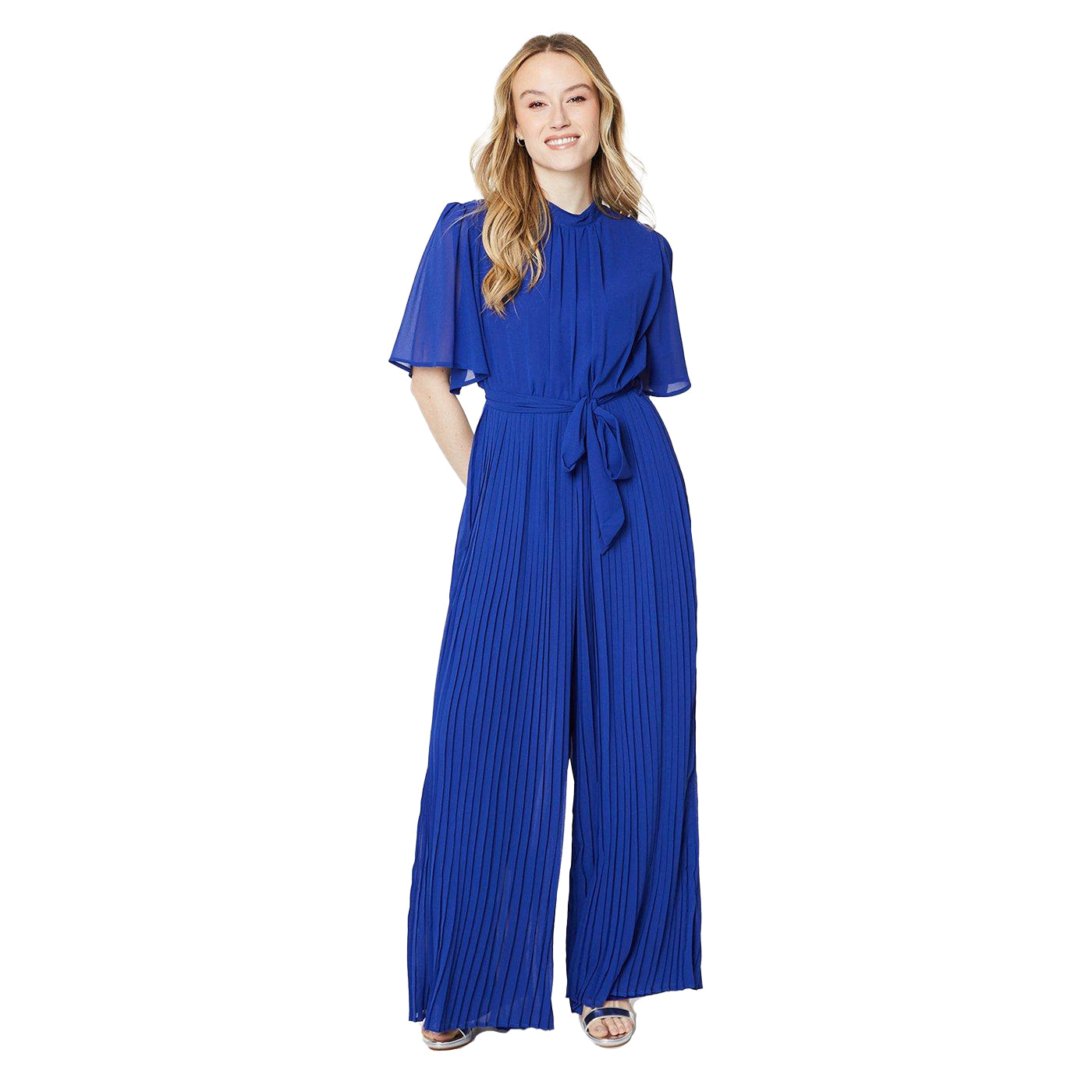Cobalt - Front - Dorothy Perkins Womens-Ladies Chiffon Pleated Jumpsuit