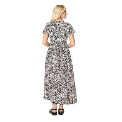 Black-White - Back - Dorothy Perkins Womens-Ladies Cheetah Print Pocket Detail Midi Dress
