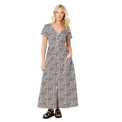 Black-White - Front - Dorothy Perkins Womens-Ladies Cheetah Print Pocket Detail Midi Dress