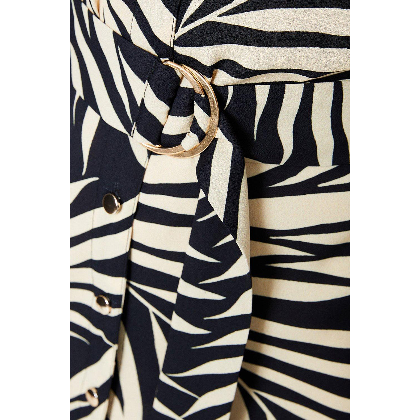 Black-White - Side - Dorothy Perkins Womens-Ladies Palm Print Short-Sleeved Midi Shirt Dress