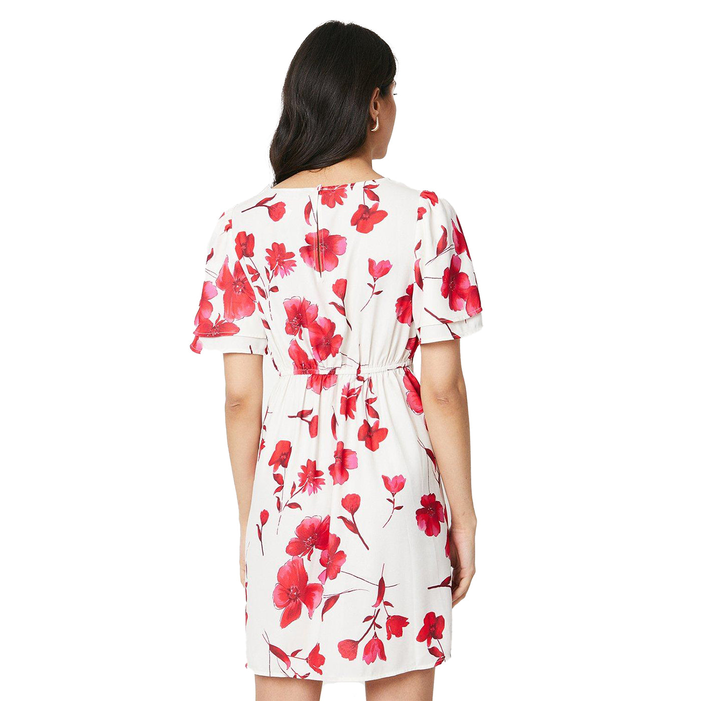 Ivory - Back - Dorothy Perkins Womens-Ladies Flowers Empire Seam Mini Dress