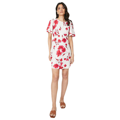 Ivory - Pack Shot - Dorothy Perkins Womens-Ladies Flowers Empire Seam Mini Dress