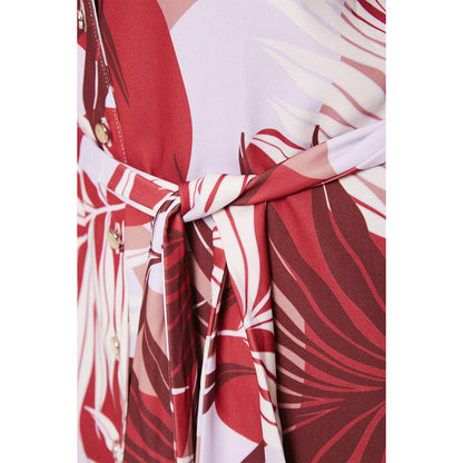 Red - Side - Dorothy Perkins Womens-Ladies Palm Print Belt Sleeveless Shirt Dress