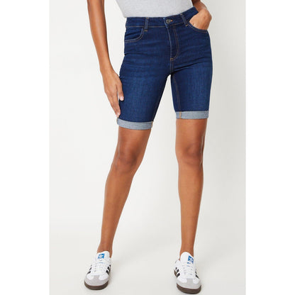 Mid Wash - Front - Dorothy Perkins Womens-Ladies Denim Stretch Casual Shorts