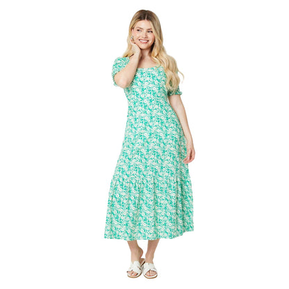Green - Front - Dorothy Perkins Womens-Ladies Floral Scoop Neck Midi Dress