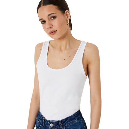 White - Front - Dorothy Perkins Womens-Ladies Cotton Scoop Neck Tall Vest Top