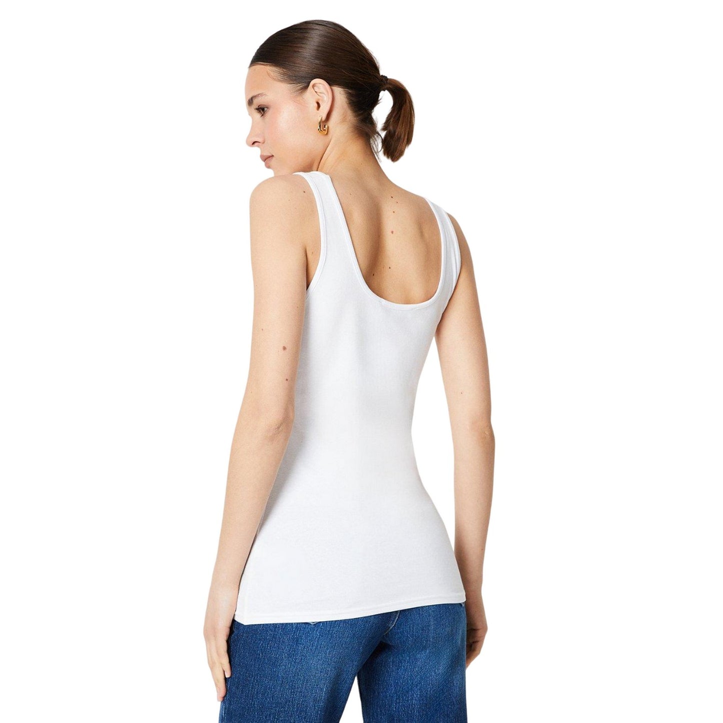 White - Back - Dorothy Perkins Womens-Ladies Cotton Scoop Neck Tall Vest Top