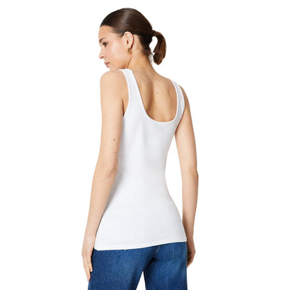 White - Back - Dorothy Perkins Womens-Ladies Cotton Scoop Neck Tall Vest Top