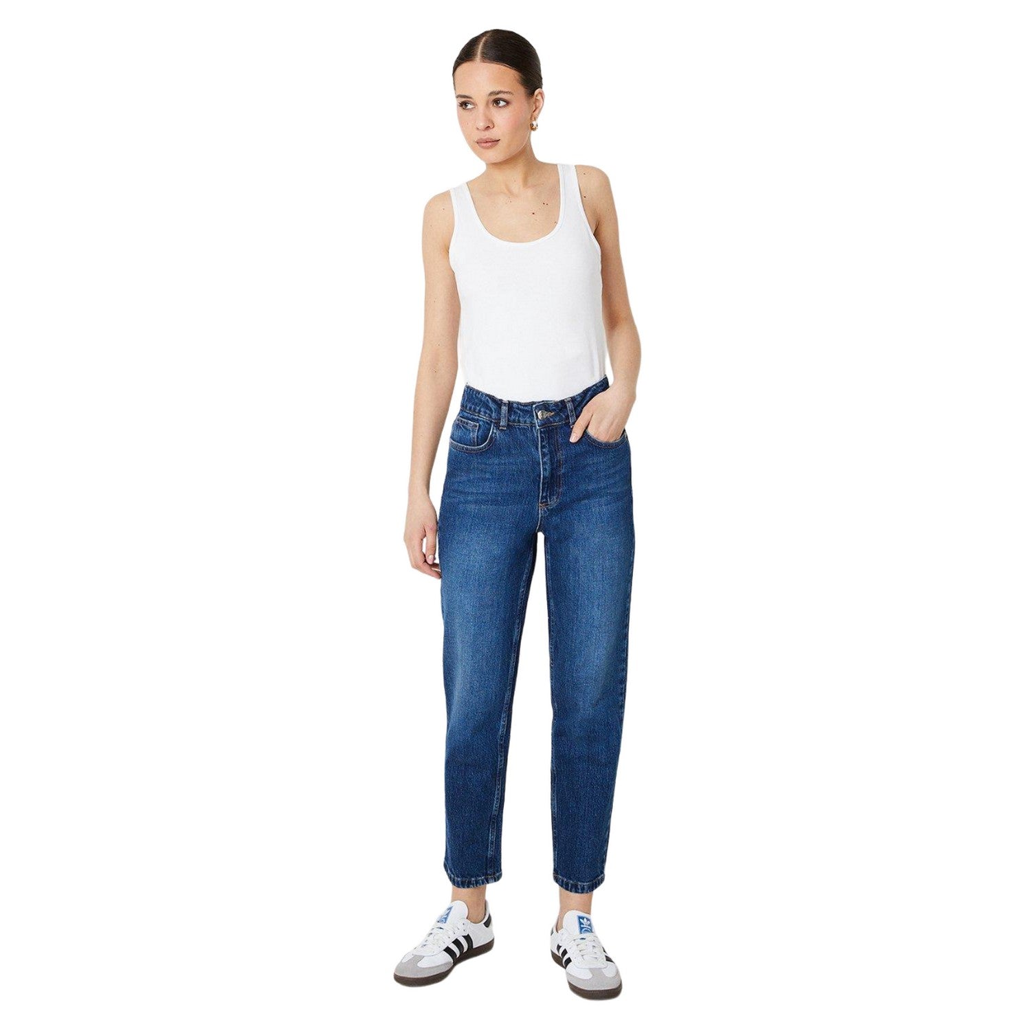 White - Side - Dorothy Perkins Womens-Ladies Cotton Scoop Neck Tall Vest Top