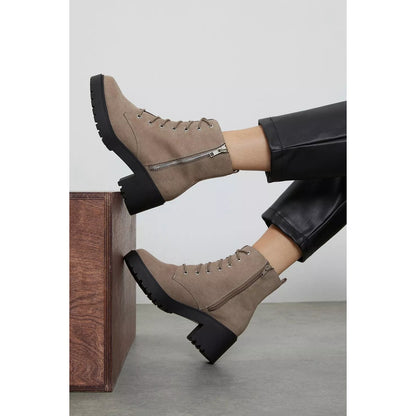 Cream - Front - Dorothy Perkins Womens-Ladies Myla Lace Up Block Heel Hiking Boots