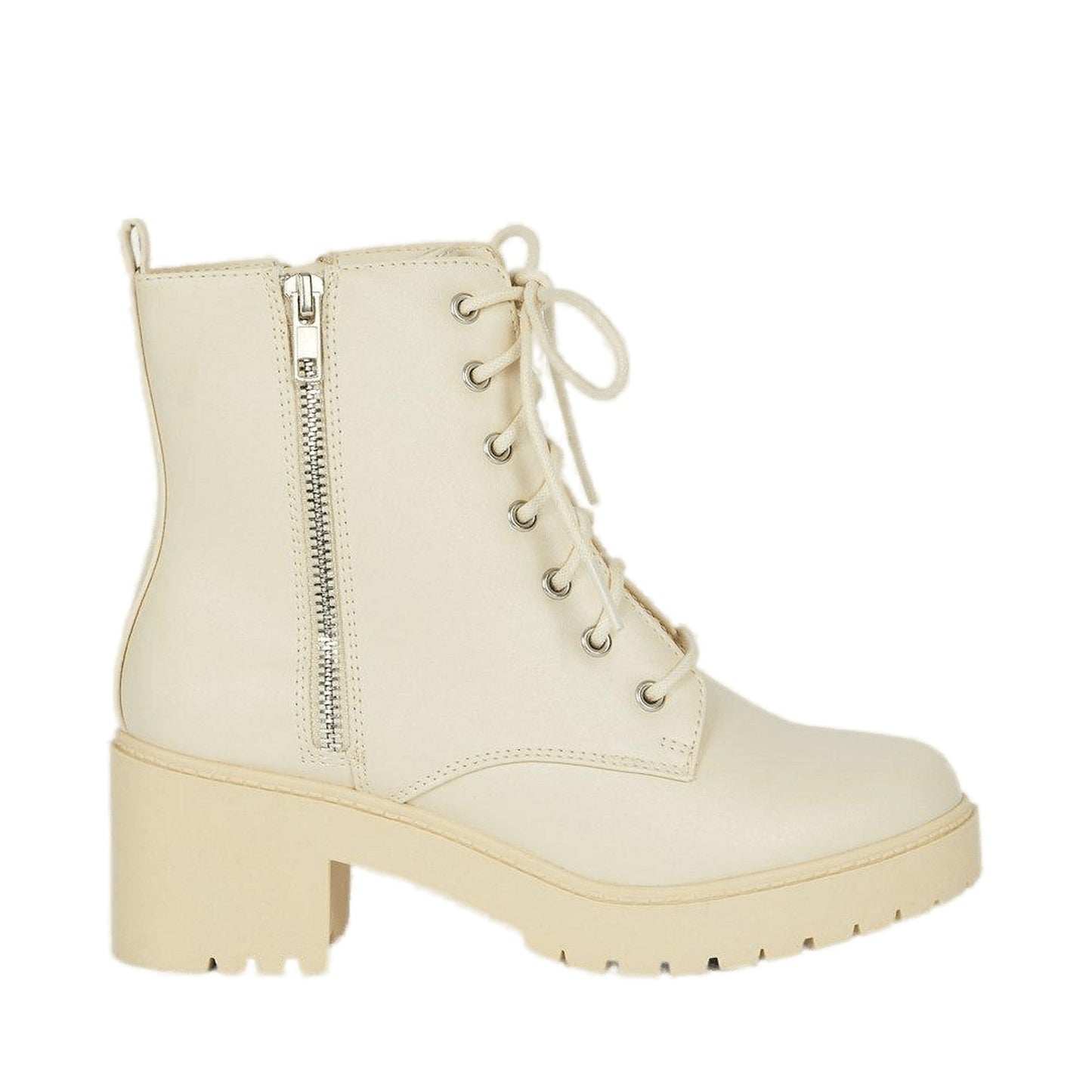 Cream - Back - Dorothy Perkins Womens-Ladies Myla Lace Up Block Heel Hiking Boots