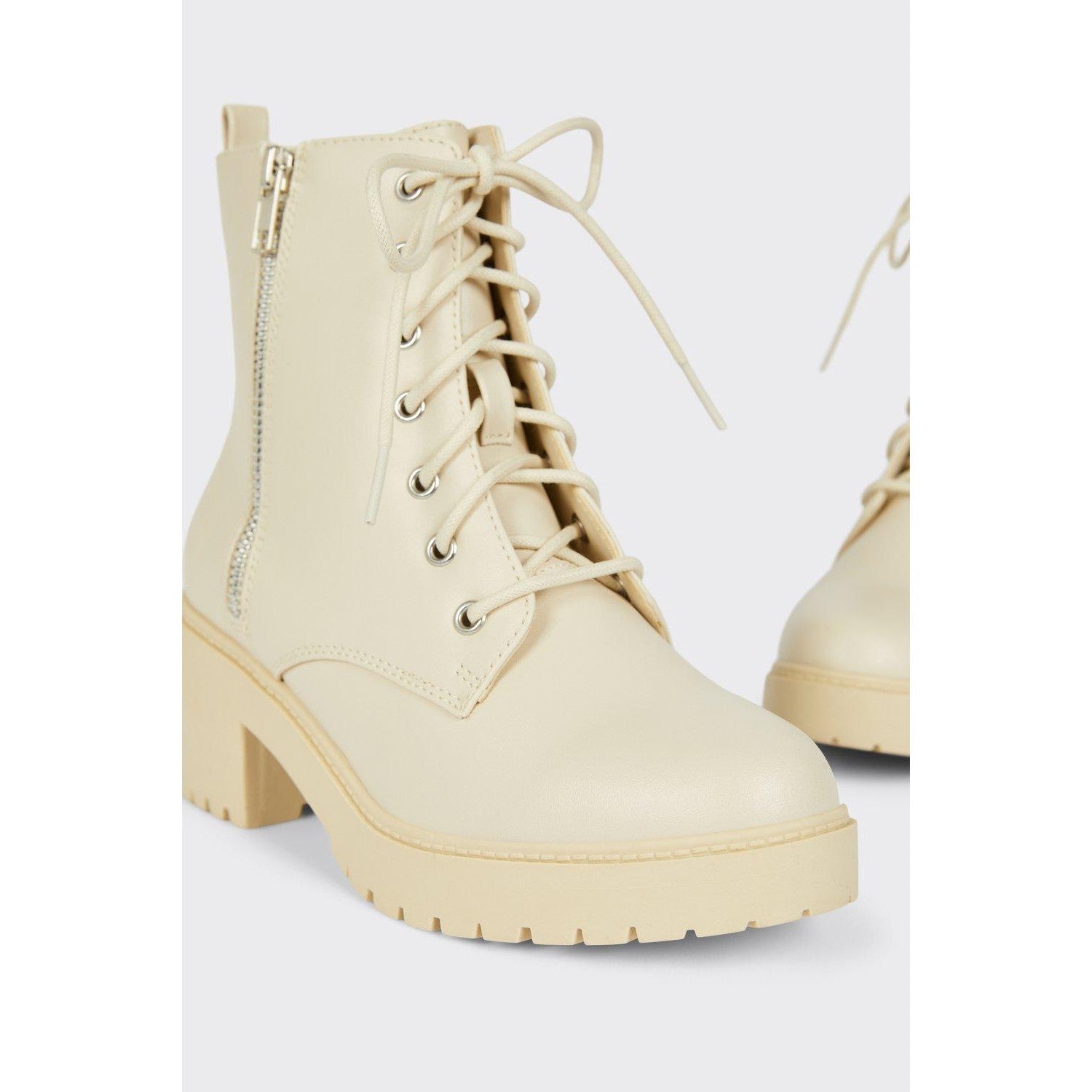 Cream - Lifestyle - Dorothy Perkins Womens-Ladies Myla Lace Up Block Heel Hiking Boots