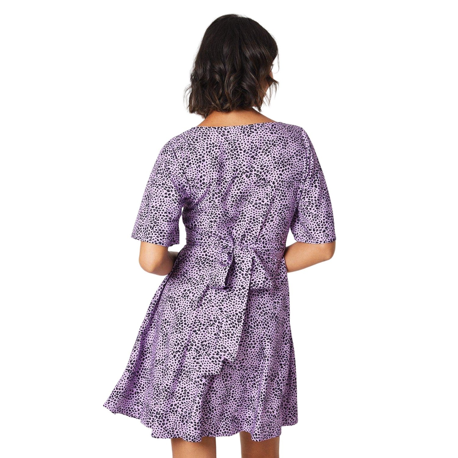 Lilac - Back - Dorothy Perkins Womens-Ladies Tie Back Flutter Mini Dress