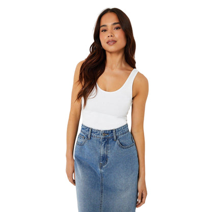 White - Front - Dorothy Perkins Womens-Ladies Cotton Scoop Neck Petite Tank Top