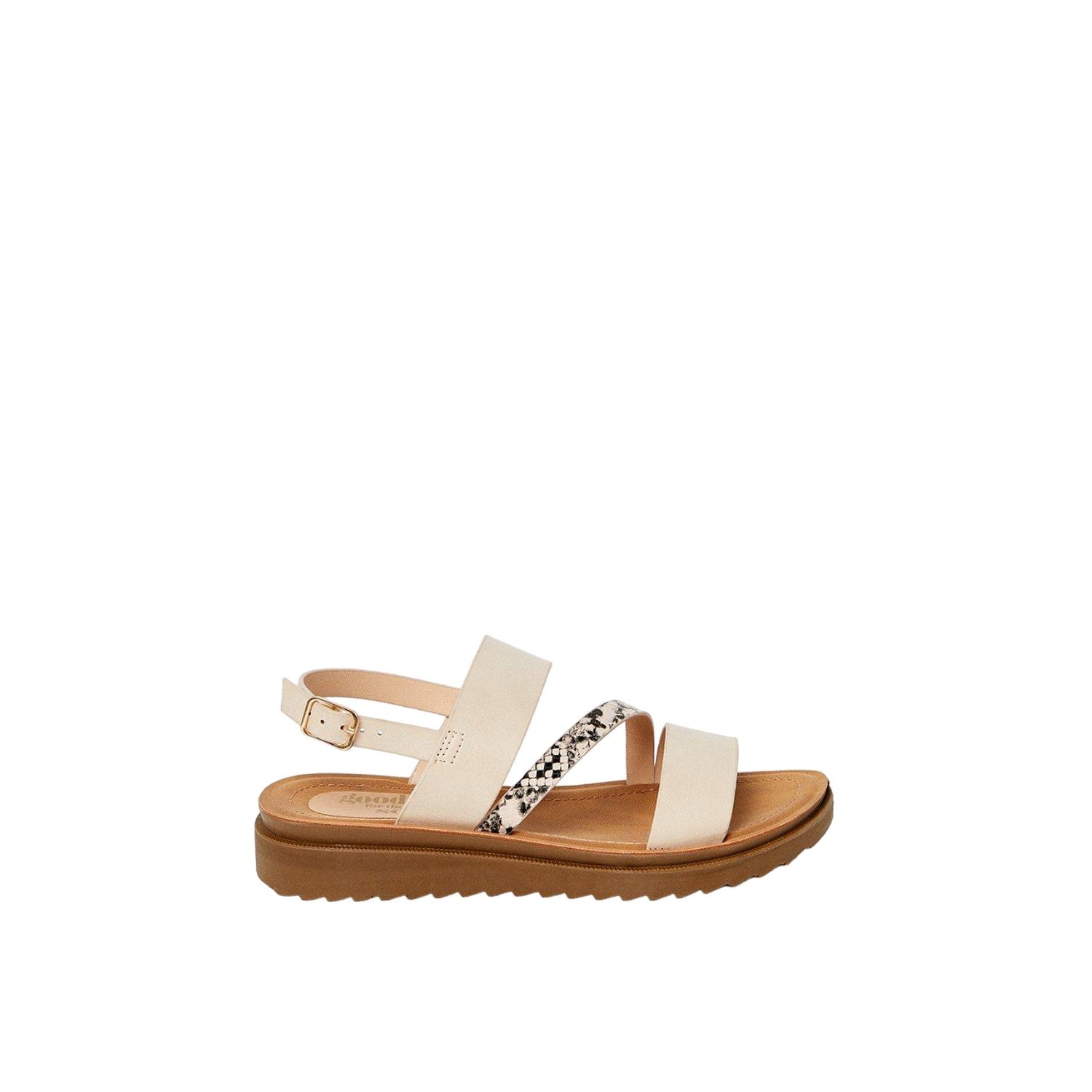 Blush - Back - Good For The Sole Womens-Ladies Ali Asymmetric Panel Wide Sandals