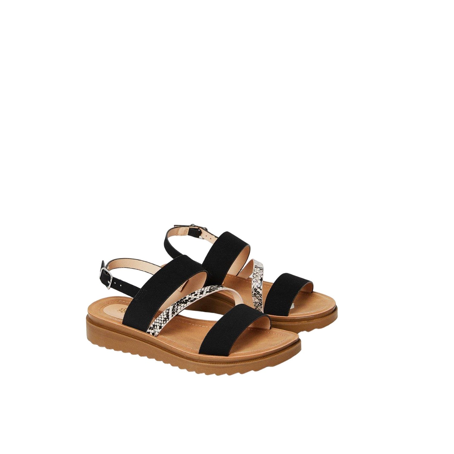 Black - Front - Good For The Sole Womens-Ladies Ali Asymmetric Panel Wide Sandals