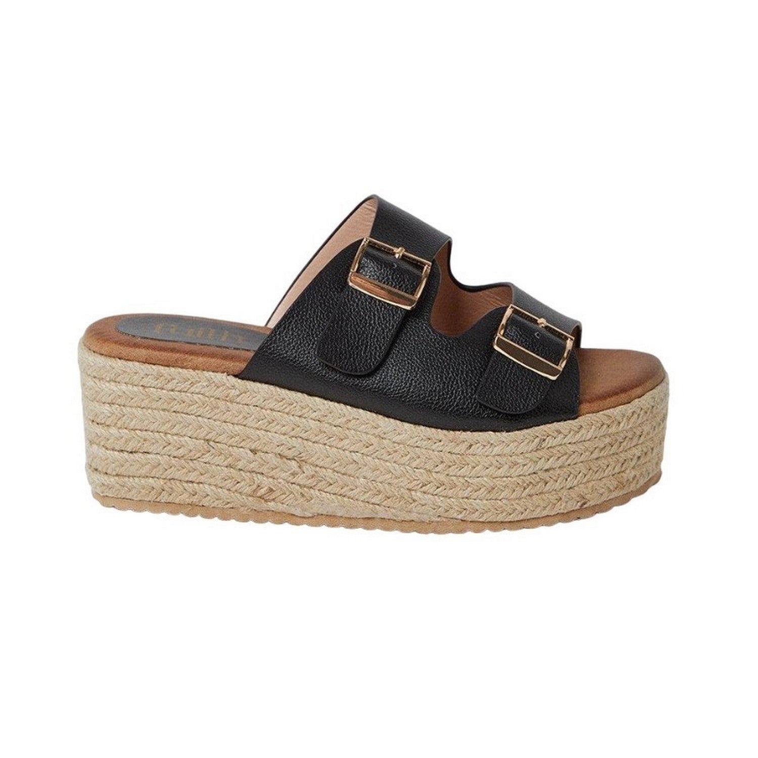Black - Back - Faith Womens-Ladies Harvey Platform Wedge Platform Sandals