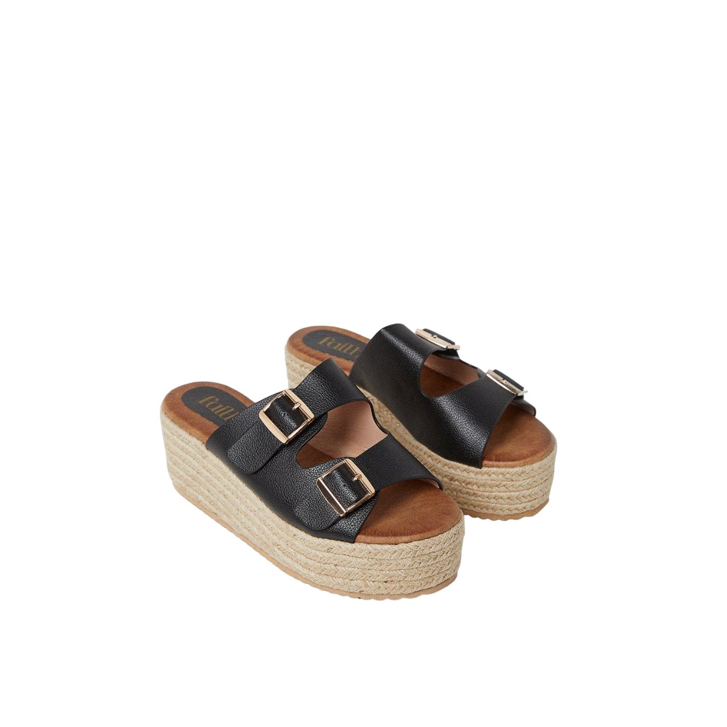 Black - Front - Faith Womens-Ladies Harvey Platform Wedge Platform Sandals