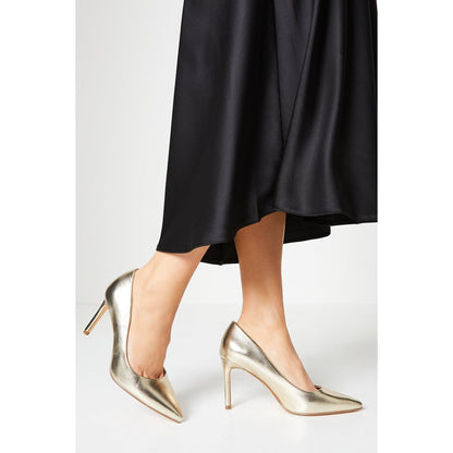 Champagne - Front - Dorothy Perkins Womens-Ladies Dash Pointed Wide Court Shoes
