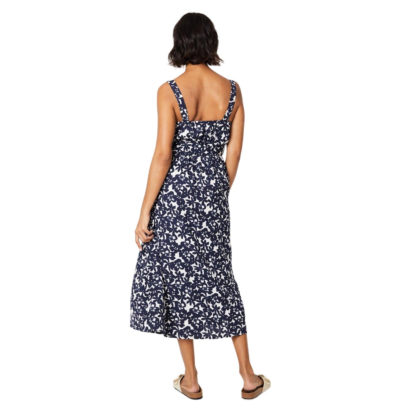 Monochrome - Back - Dorothy Perkins Womens-Ladies Floral Strappy Midi Dress