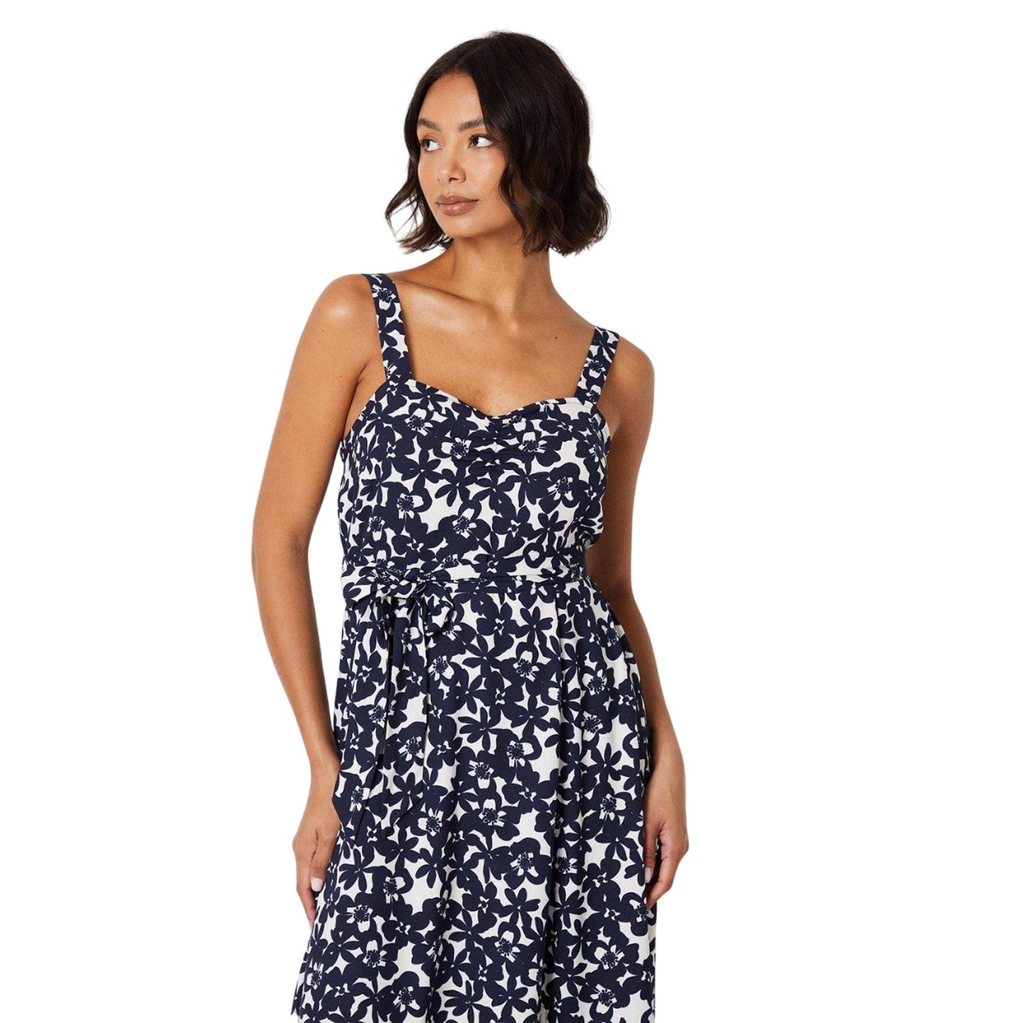 Monochrome - Side - Dorothy Perkins Womens-Ladies Floral Strappy Midi Dress