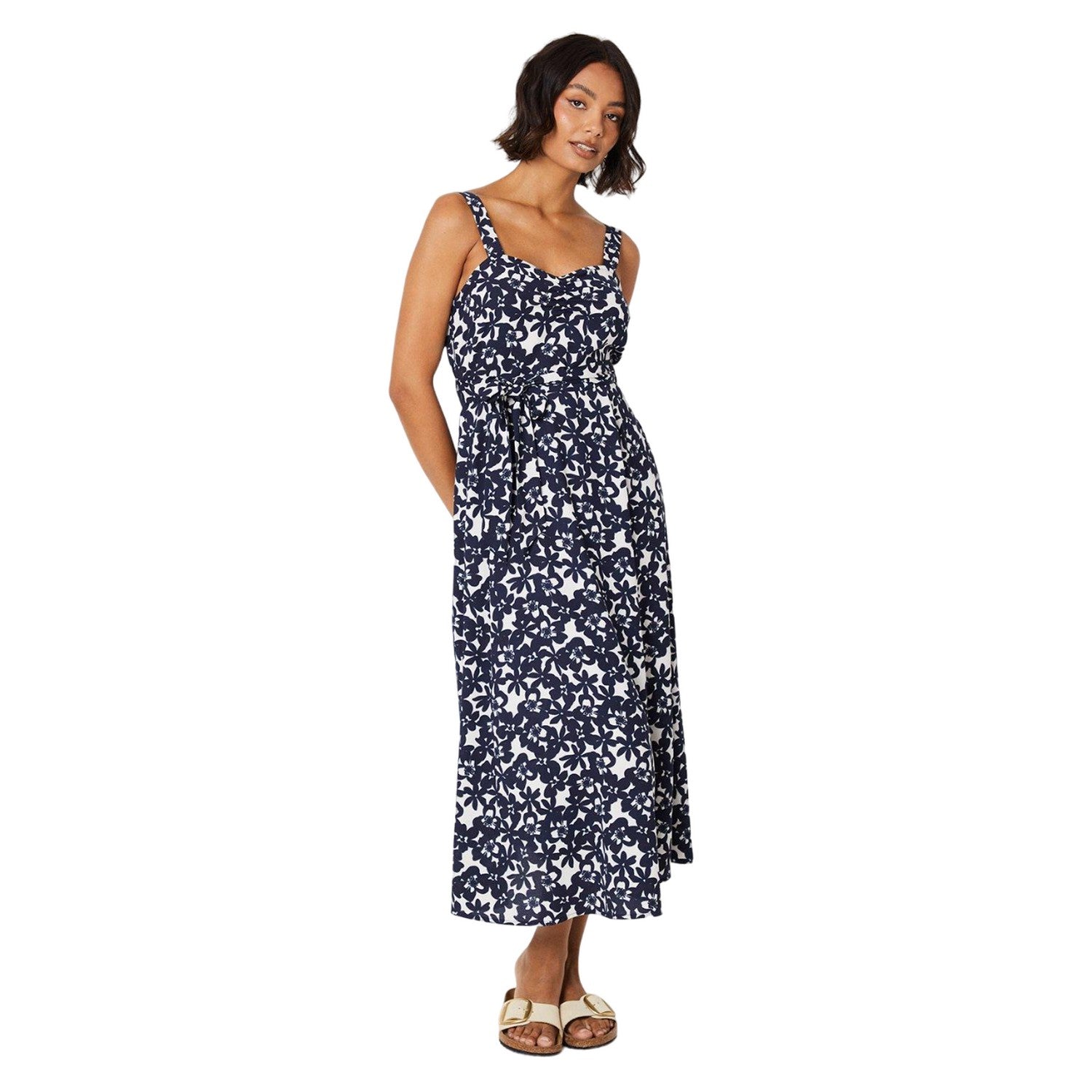 Monochrome - Front - Dorothy Perkins Womens-Ladies Floral Strappy Midi Dress