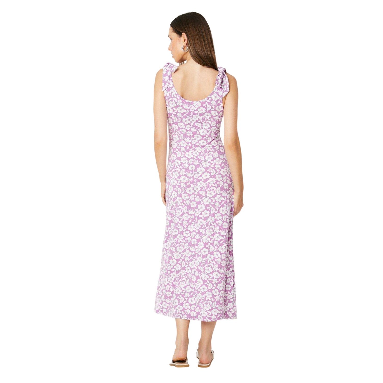 Lilac - Back - Dorothy Perkins Womens-Ladies Floral Tie Shoulder Midi Dress