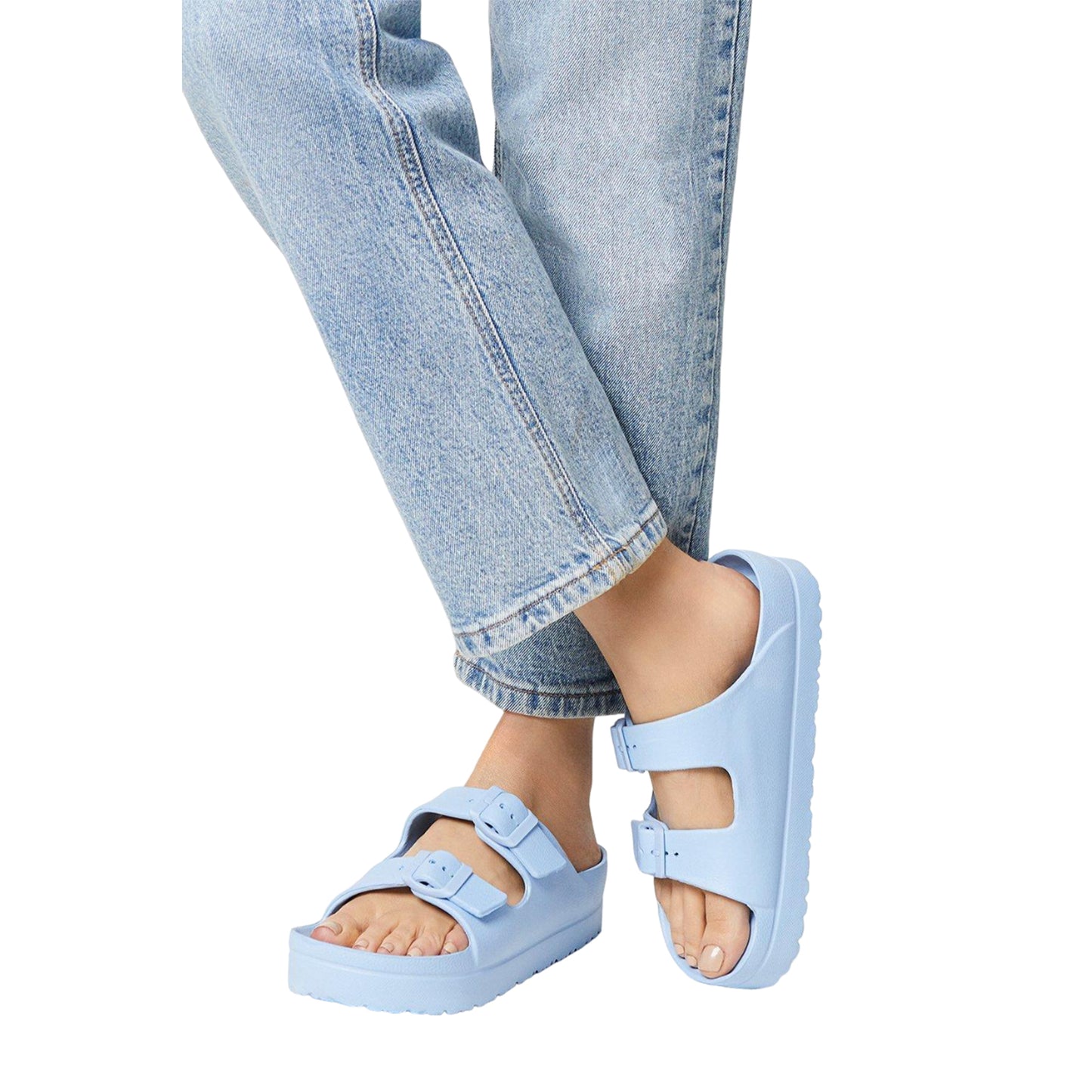 Blue - Side - Dorothy Perkins Womens-Ladies Fabienne Double Buckle Sandals