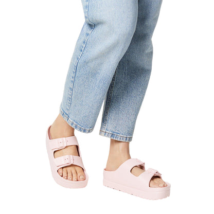 Pink - Side - Dorothy Perkins Womens-Ladies Fabienne Double Buckle Sandals