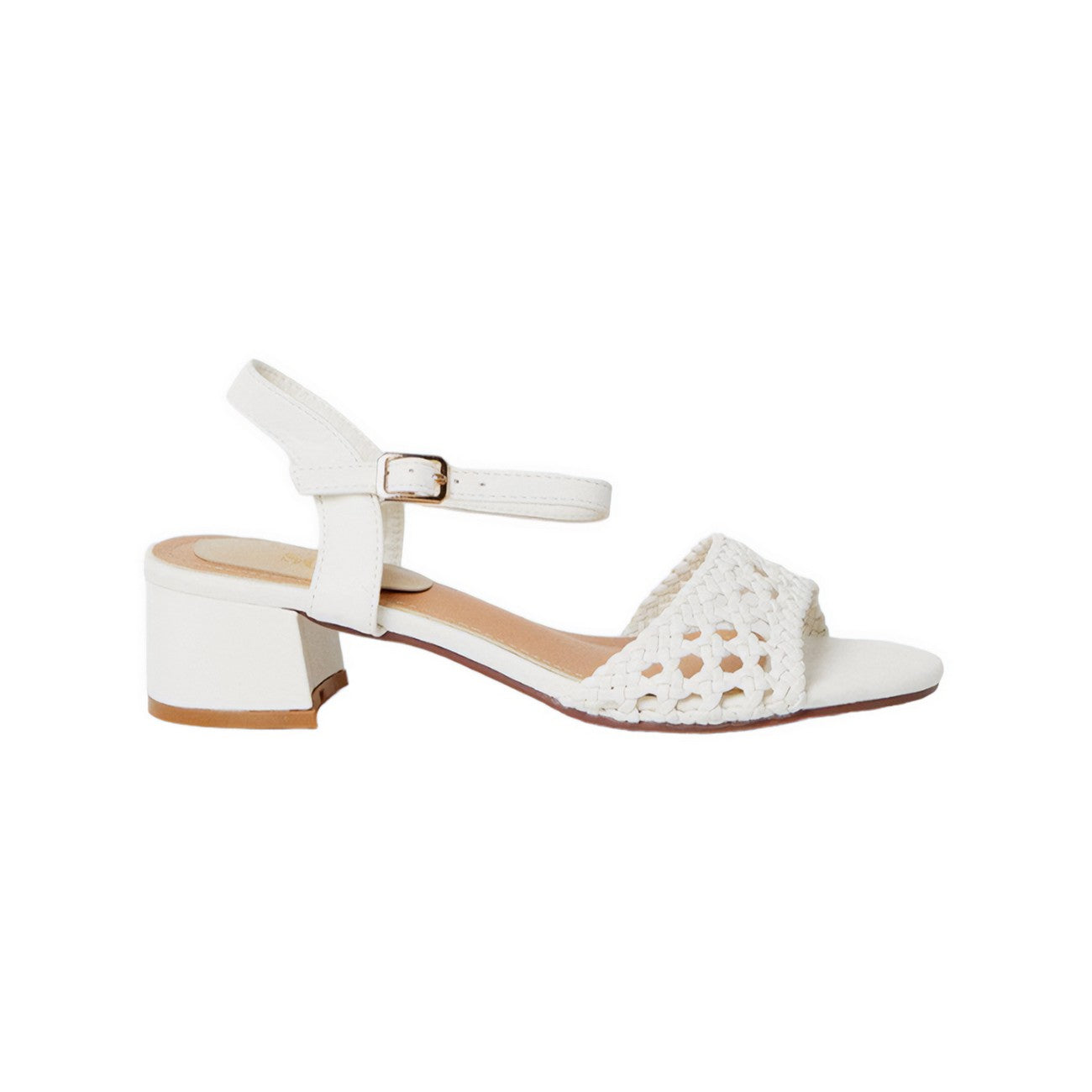 Gold - Back - Good For The Sole Womens-Ladies Esther Crochet Low Block Heel Sandals