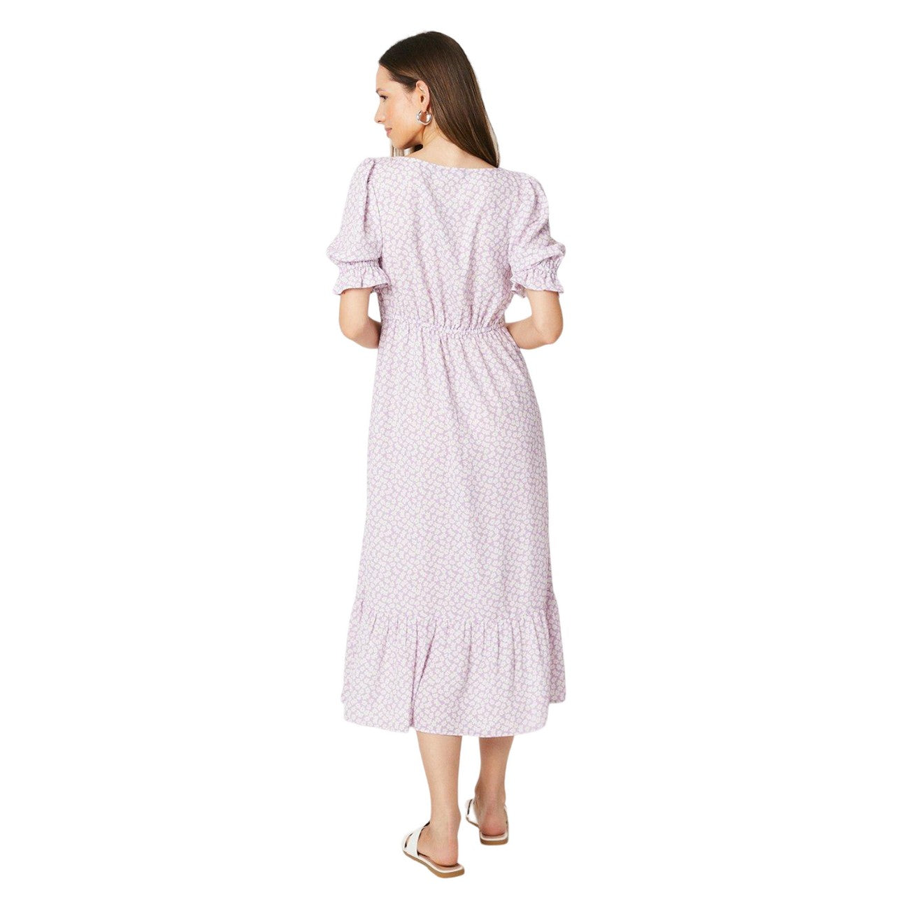 Purple - Back - Dorothy Perkins Womens-Ladies Ditsy Print Tiered Midi Dress