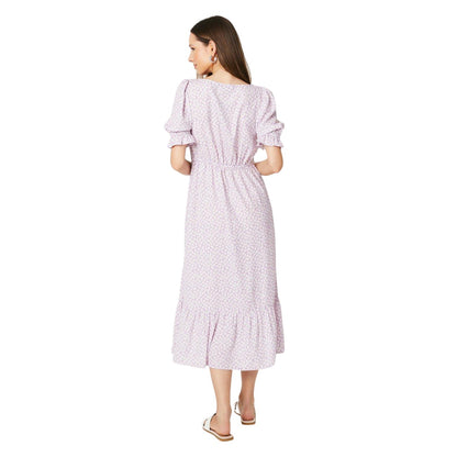 Purple - Back - Dorothy Perkins Womens-Ladies Ditsy Print Tiered Midi Dress