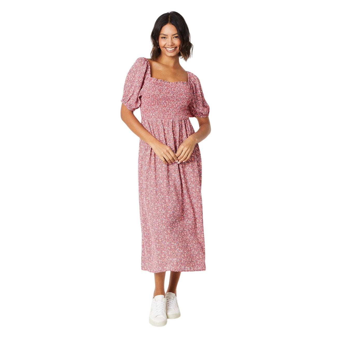 Pink - Front - Dorothy Perkins Womens-Ladies Ditsy Print Bodice Midi Dress