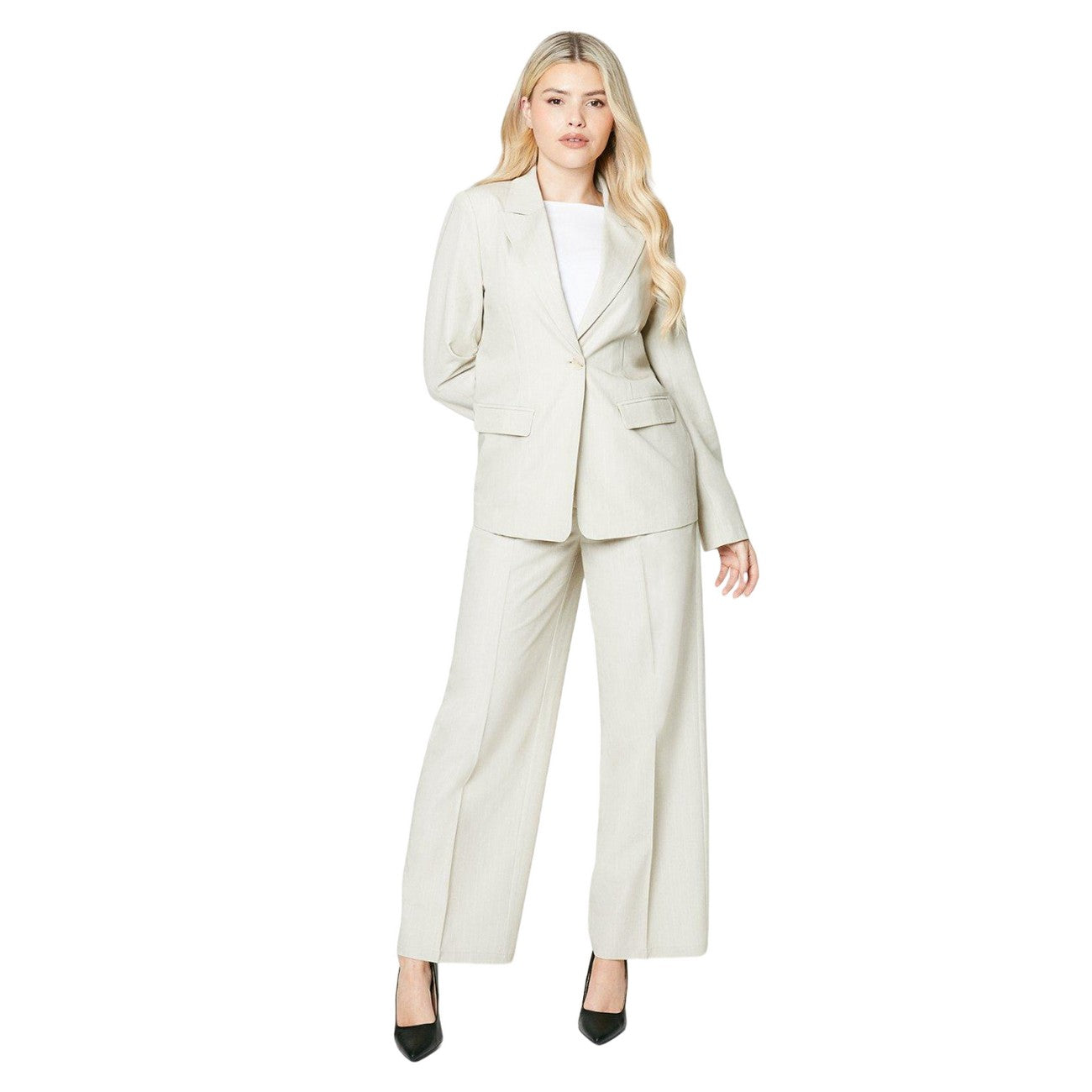 Neutral - Side - Dorothy Perkins Womens-Ladies Stripe Blazer