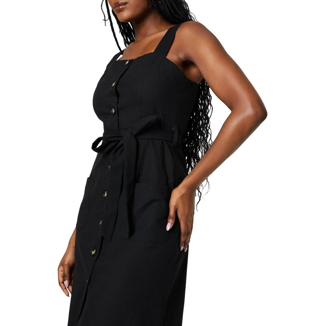 Black - Side - Dorothy Perkins Womens-Ladies Button Through Midi Dress