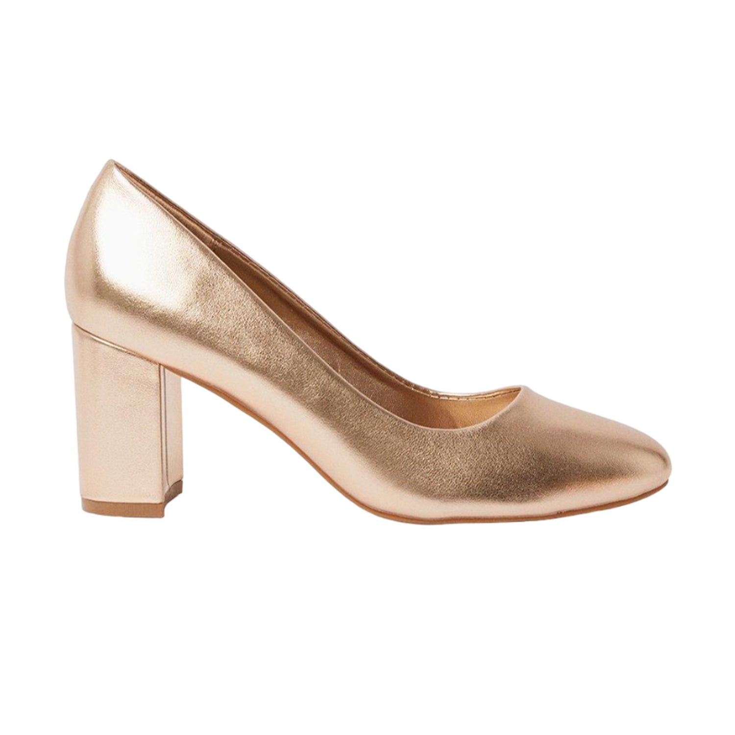 Rose Gold - Back - Good For The Sole Womens-Ladies Collene Almond Toe Block Heel Court Shoes