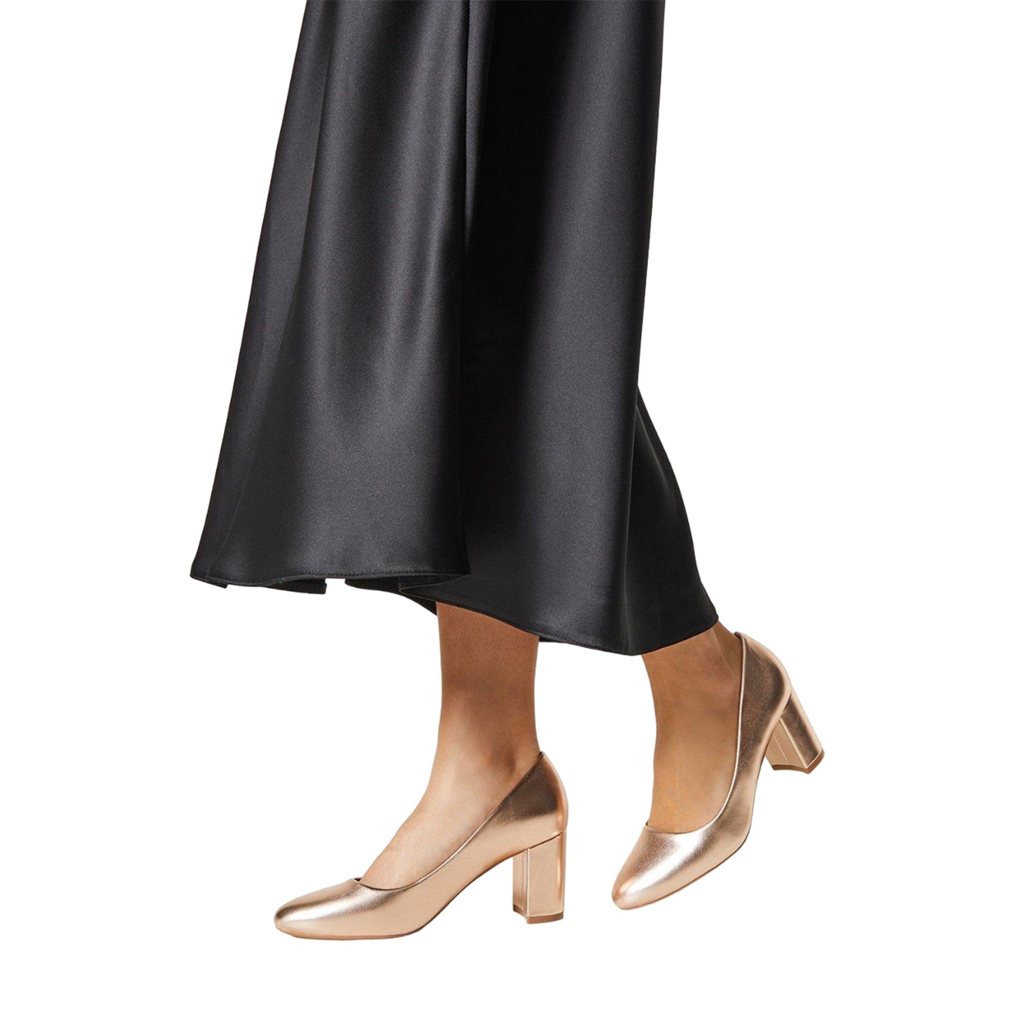Rose Gold - Side - Good For The Sole Womens-Ladies Collene Almond Toe Block Heel Court Shoes