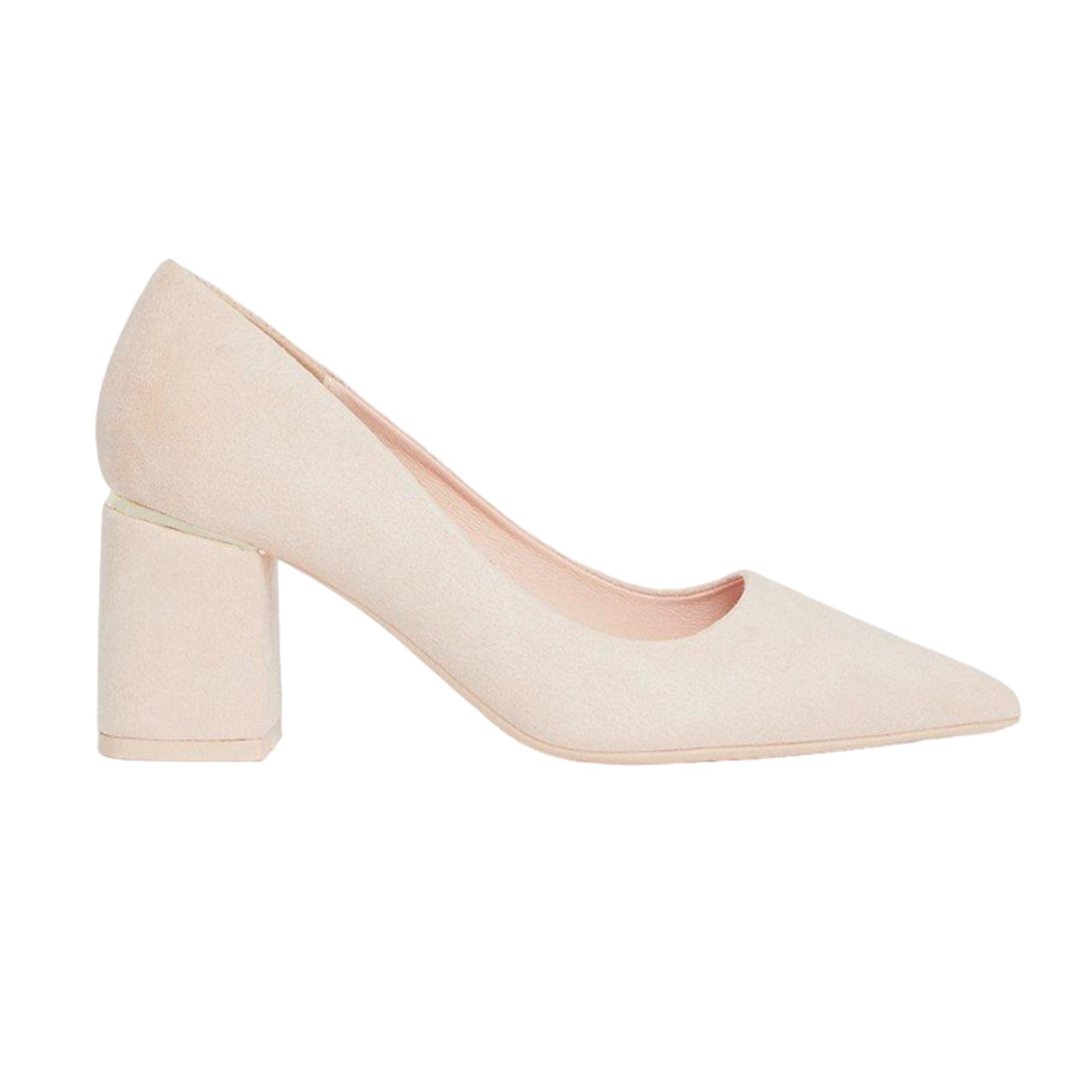 Blush - Back - Dorothy Perkins Womens-Ladies Darcia Pointed High Block Heel Court Shoes