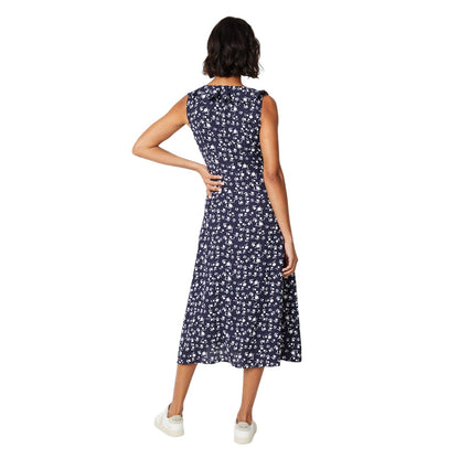 Navy - Back - Dorothy Perkins Womens-Ladies Ditsy Print Frill Neck Midi Dress