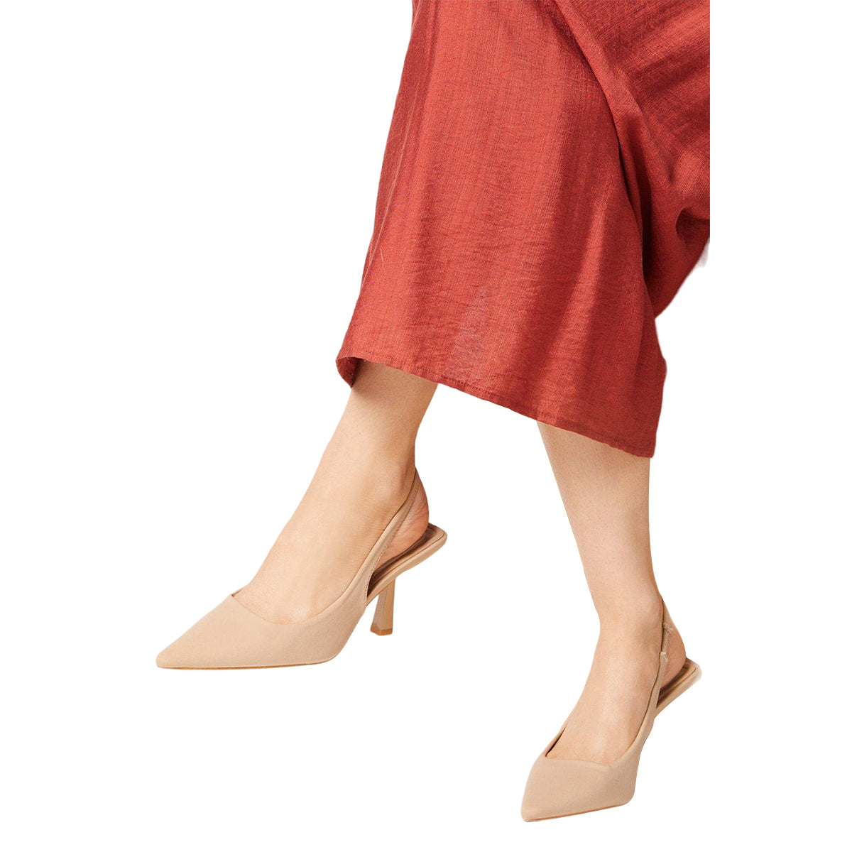 Beige - Side - Dorothy Perkins Womens-Ladies Ellie Matte Sling Back Stiletto Heel Court Shoes