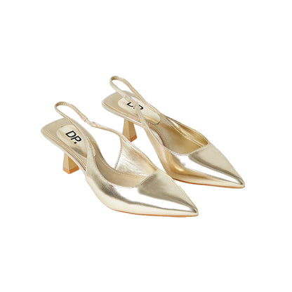 Gold - Front - Dorothy Perkins Womens-Ladies Emma Sling Back Medium Heel Court Shoes